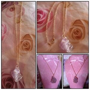 Elegant Purple Natural Amethyst Crystal Stone Necklace